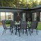 Flash Furniture 7PC Patio Set-55" Glass Table, 6 Black Chairs TLH-089REC-303CBK6-GG - alternate 1